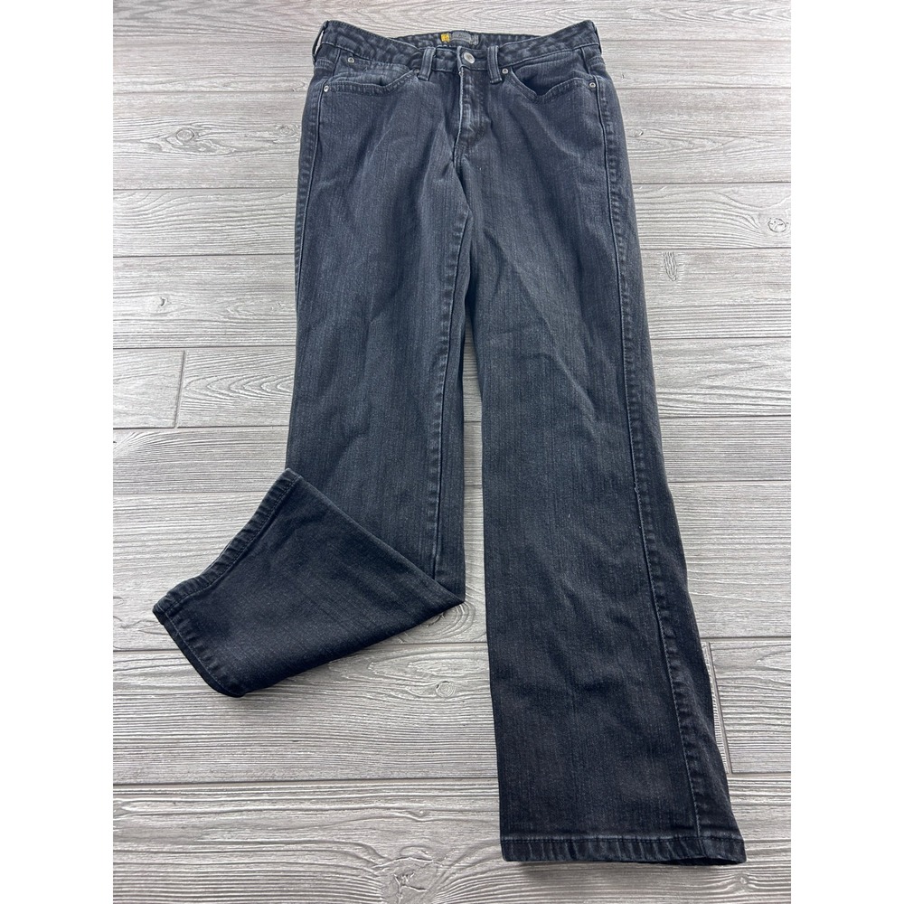 Wrangler Aura Womens Jeans 8R Black Straight Leg Mid Rise Denim Pants WU037BR
